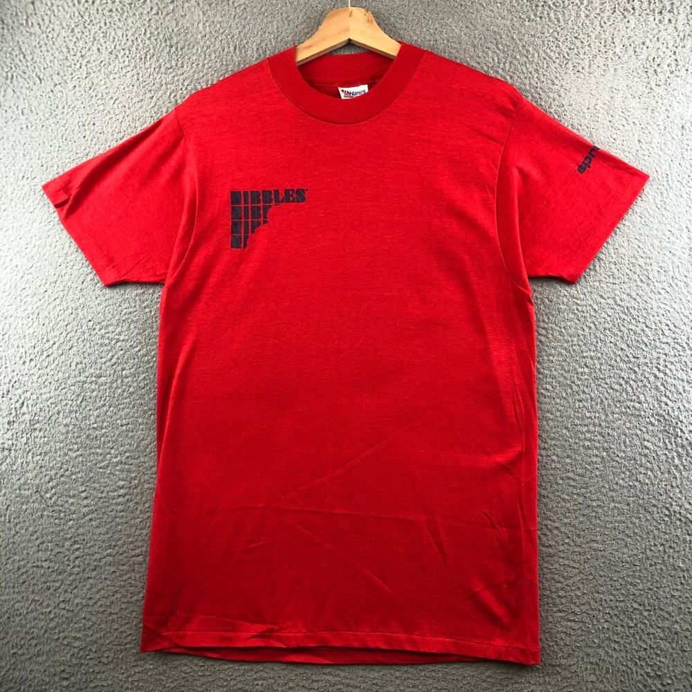 Vintage Hanes 50/50 Nibbles Video Game Red T-Shirt Mens L 42-44 Graphic Tee
